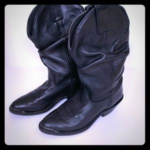 Double H Leather Black Slouch Western Boots sz 7